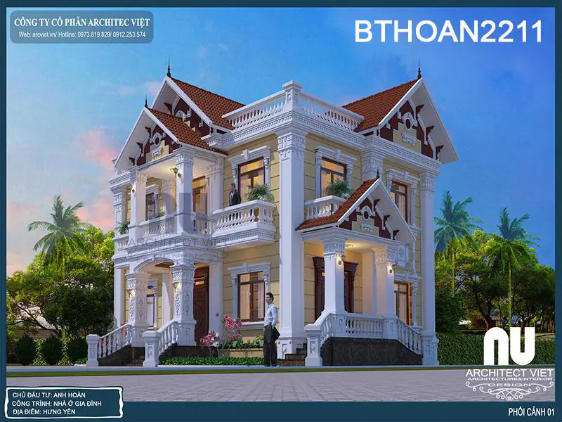 Mẫu Nhà Mái Thái 2 Tầng 4 Phòng Ngủ