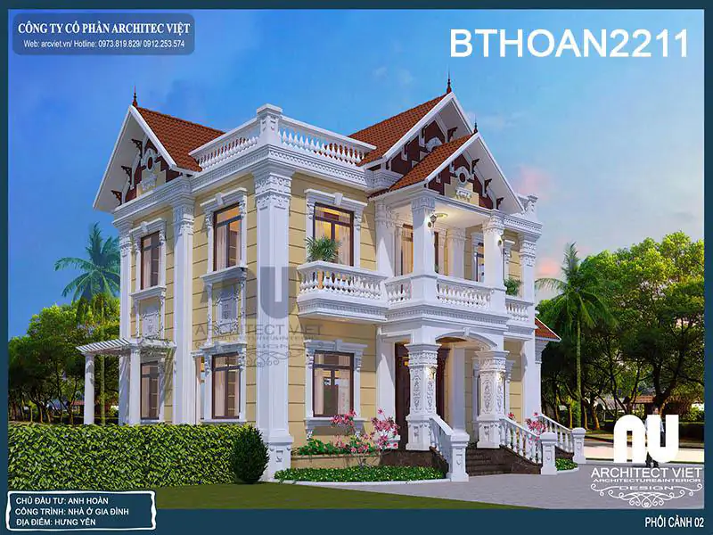 Mẫu Nhà Mái Thái 2 Tầng 4 Phòng Ngủ