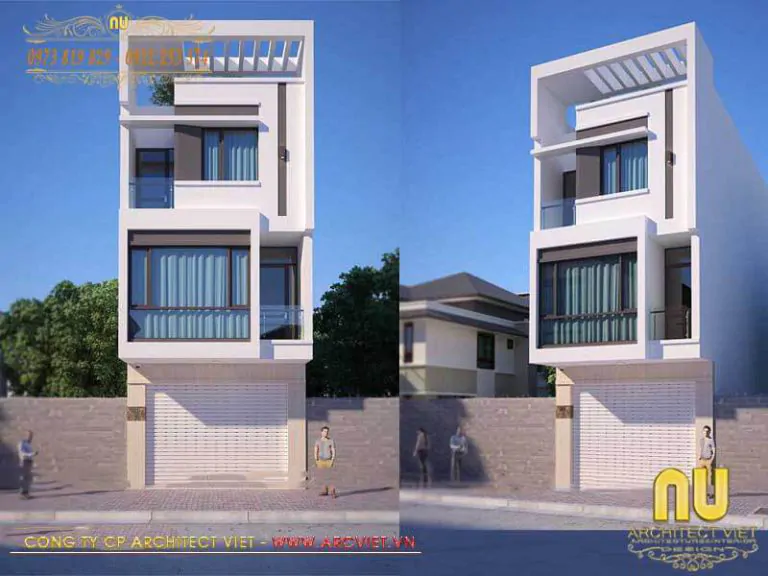 Mẫu Nhà Mặt Tiền 5m 3 Tầng