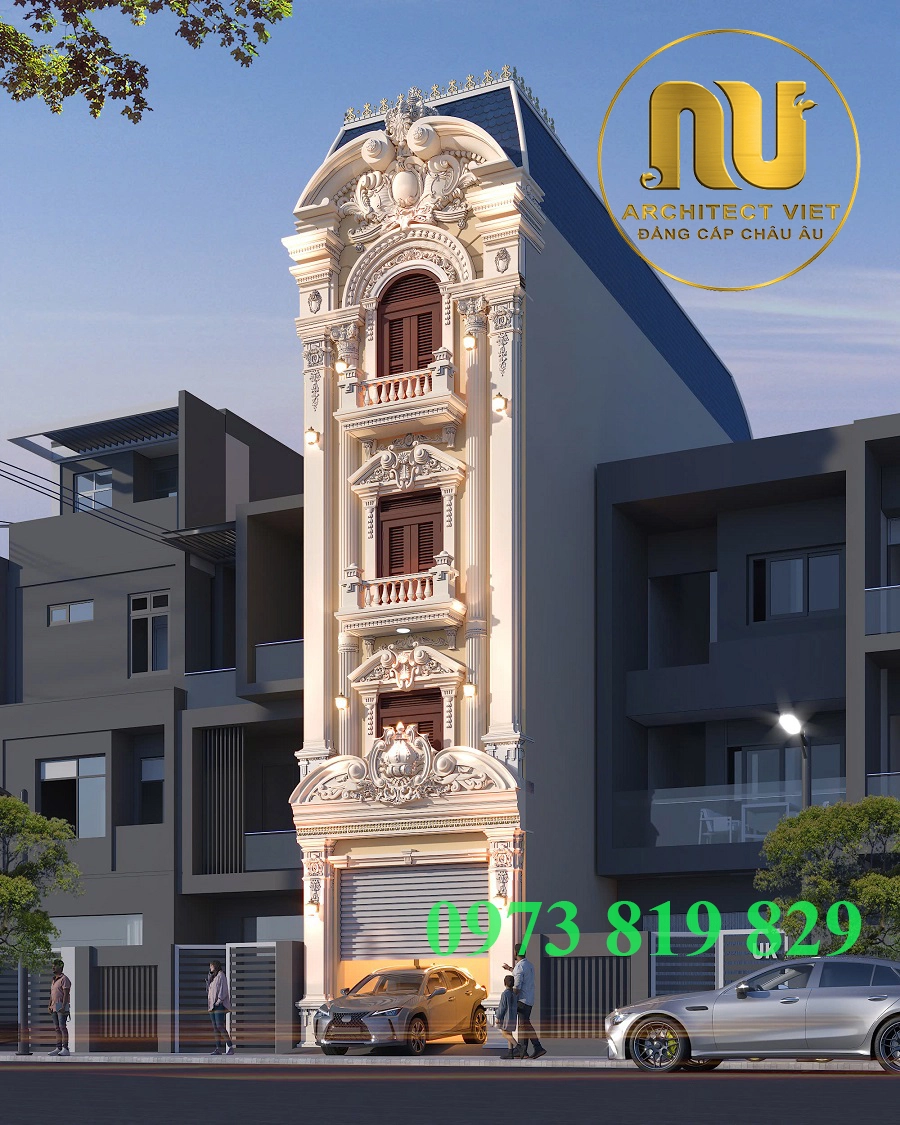 Mẫu Nhà Mặt Tiền 5m Tân Cổ Điển