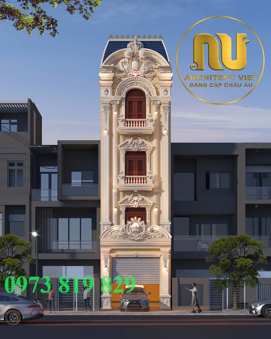 Mẫu Nhà Mặt Tiền 5m Tân Cổ Điển