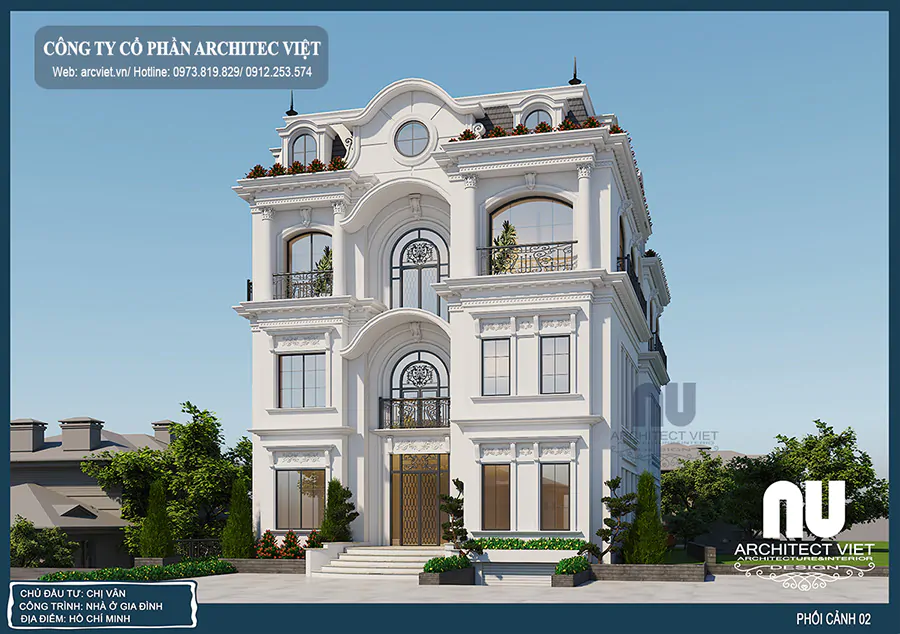 Mẫu Nhà Tân Cổ Điển 4 Tầng