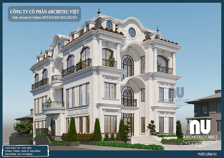 Mẫu Nhà Tân Cổ Điển 4 Tầng