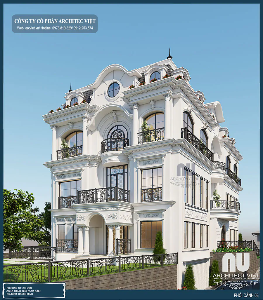 Mẫu Nhà Tân Cổ Điển 4 Tầng