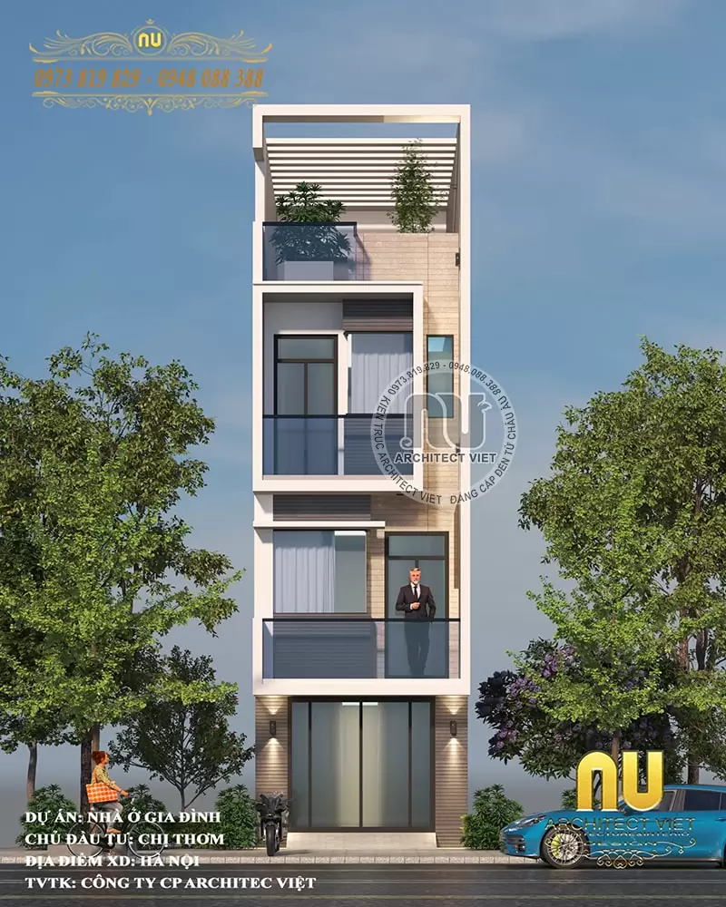 Thiết Kế Nhà 3 Tầng Có Thang Máy