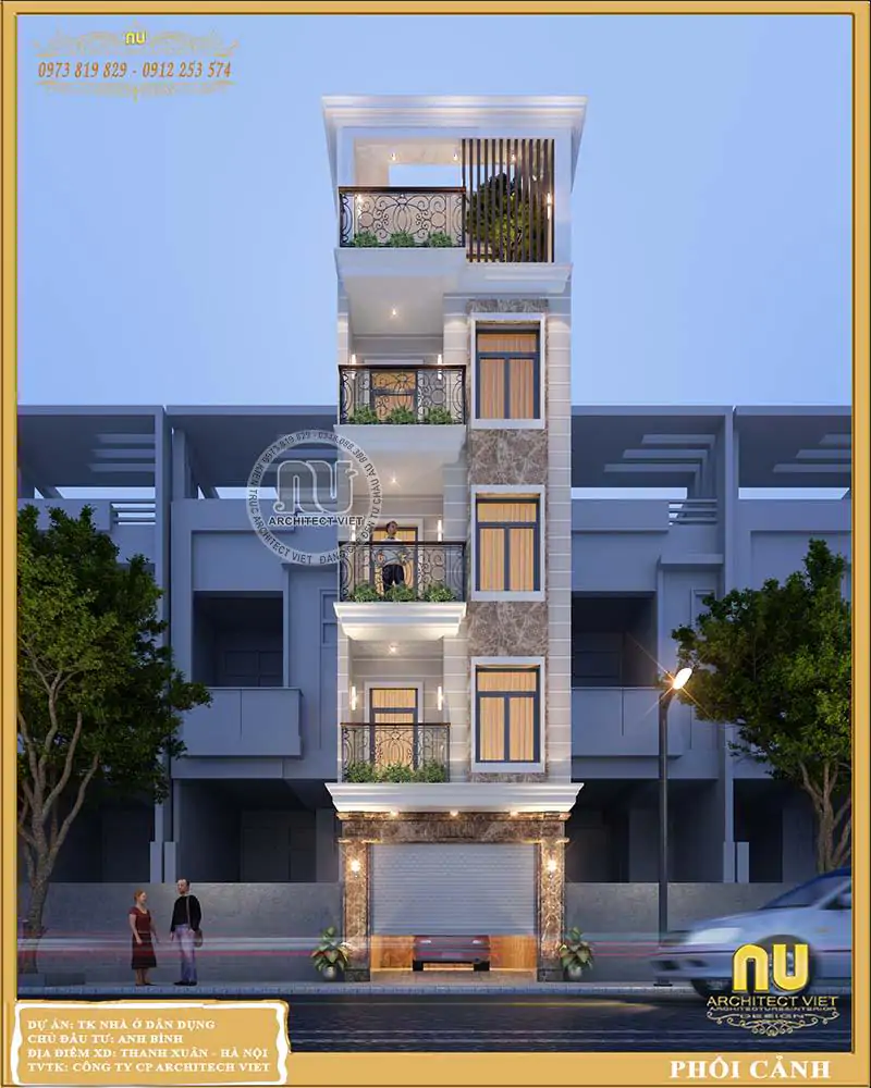Thiết Kế Nhà 5x10m Có Thang Máy