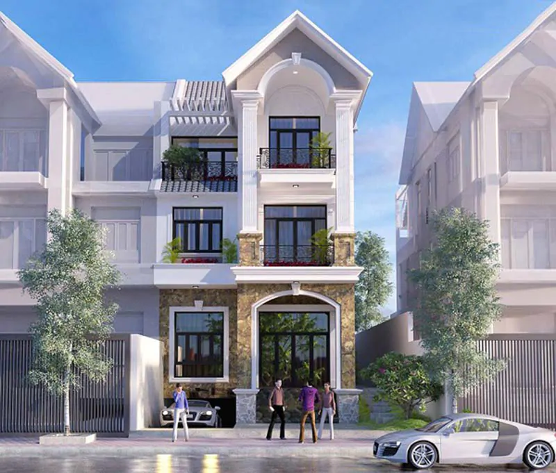 Nhà Tân Cổ Điển 3 Tầng 2 Mặt Tiền