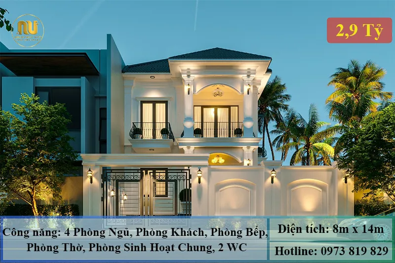 Biệt Thự Tân Cổ Điển 2 Tầng Mái Nhật