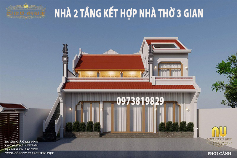 Hoàn Thiện Nhà Thờ Họ Bê Tông Giả Gỗ Kết Hợp Nhà Ở