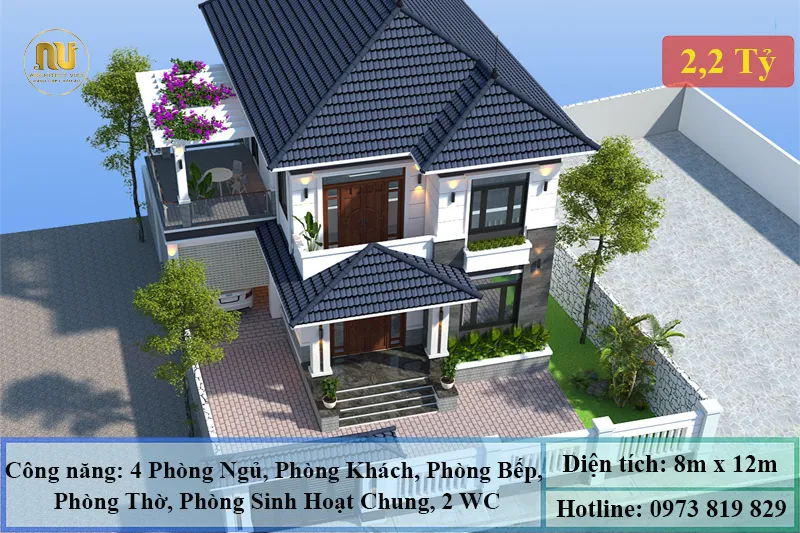 Mẫu Nhà 2 Tầng 4 Phòng Ngủ Hiện Đại