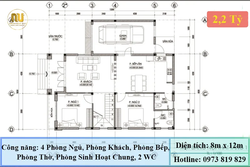 Mẫu Nhà 2 Tầng 4 Phòng Ngủ Hiện Đại