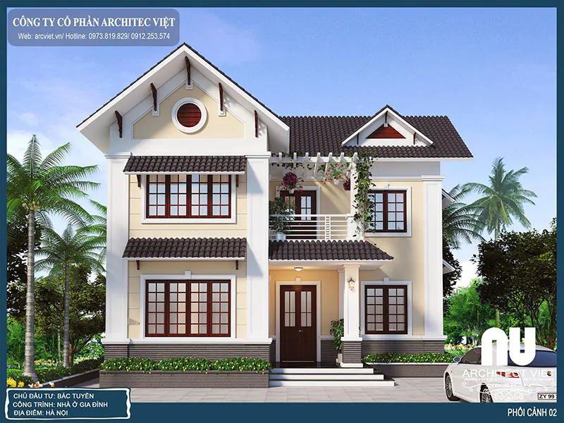 Mẫu Nhà 2 Tầng Chữ L 120m2