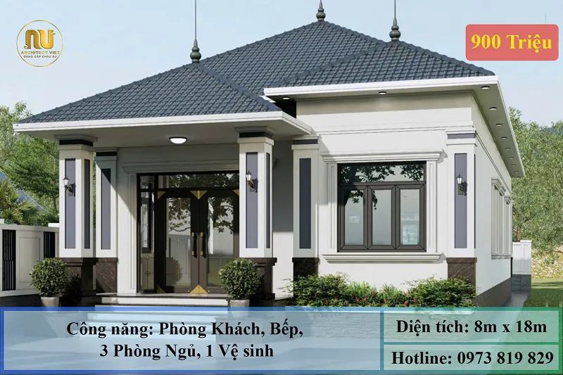 Mẫu Nhà Mái Nhật 1 Tầng Hiện Đại
