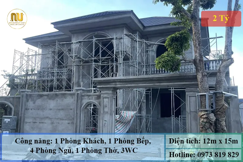 Mẫu Xây Biệt Thự Mái Nhật 2 Tầng