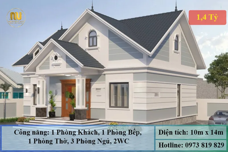 Nhà 1 Tầng 3 Phòng Ngủ 1 Phòng Thờ