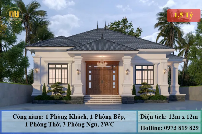 Nhà Cấp 4 Mái Nhật 3 Phòng Ngủ 1 Phòng Thờ