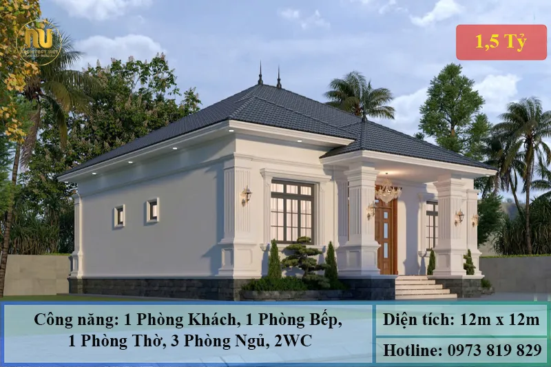 Nhà Cấp 4 Mái Nhật 3 Phòng Ngủ 1 Phòng Thờ