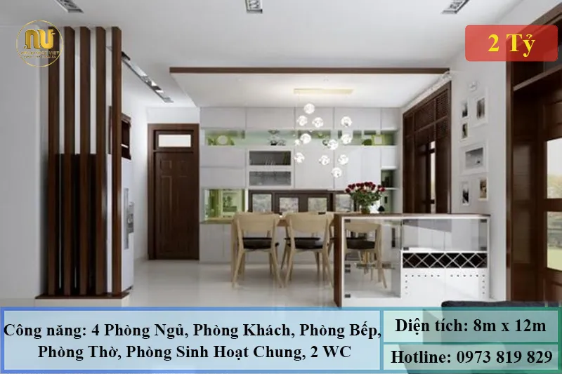 Nhà Mái Nhật 2 Tầng Ngang 8m