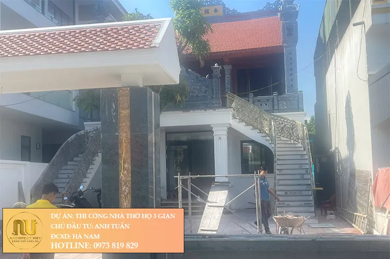 Xây Nhà Thờ Họ 3 Gian Bê Tông Giả Gỗ