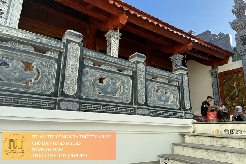 Xây Nhà Thờ Họ 3 Gian Bê Tông Giả Gỗ