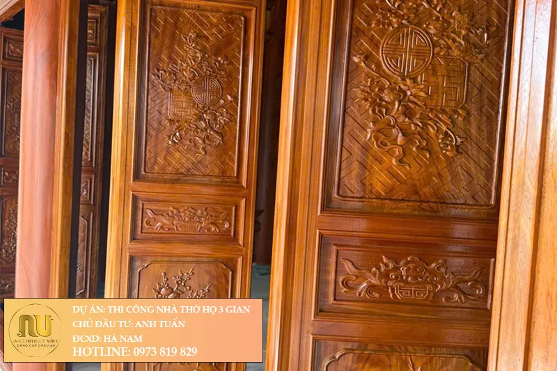 Xây Nhà Thờ Họ 3 Gian Bê Tông Giả Gỗ
