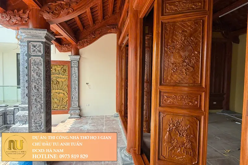 Xây Nhà Thờ Họ 3 Gian Bê Tông Giả Gỗ