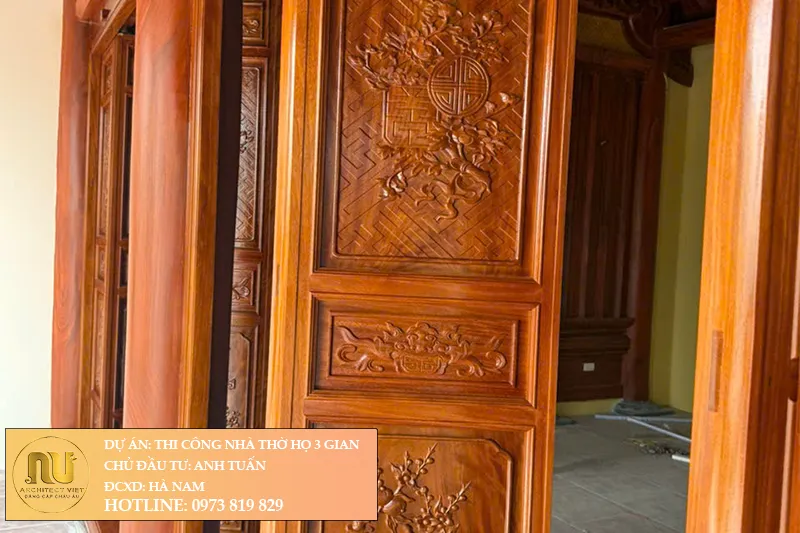Xây Nhà Thờ Họ 3 Gian Bê Tông Giả Gỗ