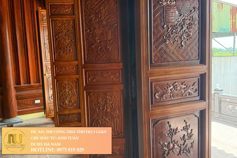 Xây Nhà Thờ Họ 3 Gian Bê Tông Giả Gỗ