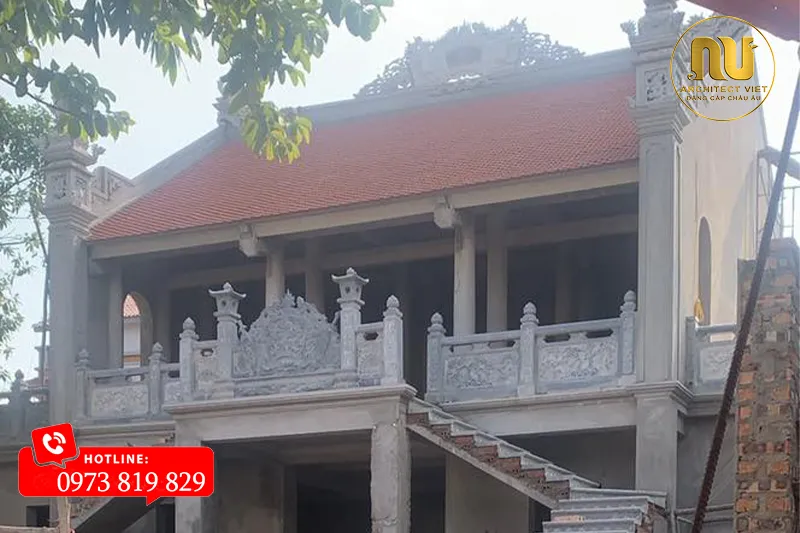 Nhà Thờ Họ Bê Tông Giả Gỗ Kết Hợp Nhà Ở