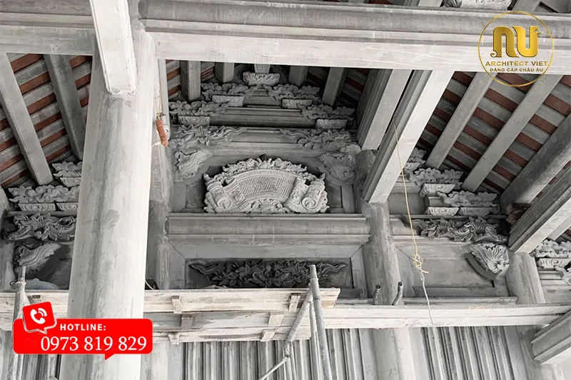 Nhà Thờ Họ Bê Tông Giả Gỗ Kết Hợp Nhà Ở
