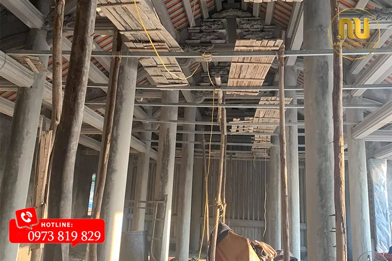 Nhà Thờ Họ Bê Tông Giả Gỗ Kết Hợp Nhà Ở