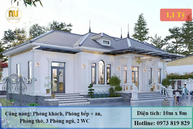 Biệt Thự 1 Tầng Tân Cổ Điển Đẹp