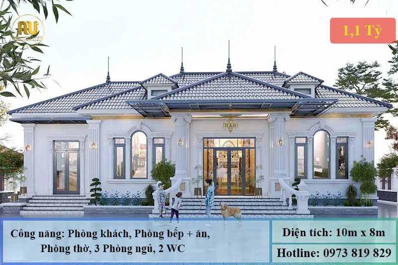 Biệt Thự 1 Tầng Tân Cổ Điển Đẹp