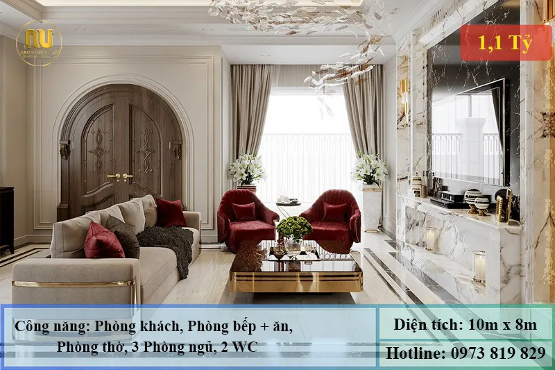 Biệt Thự 1 Tầng Tân Cổ Điển Đẹp