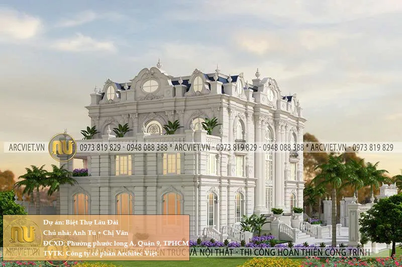 Mẫu Biệt Thự Lâu Đài 3 Tầng Đẳng Cấp Sang Trọng