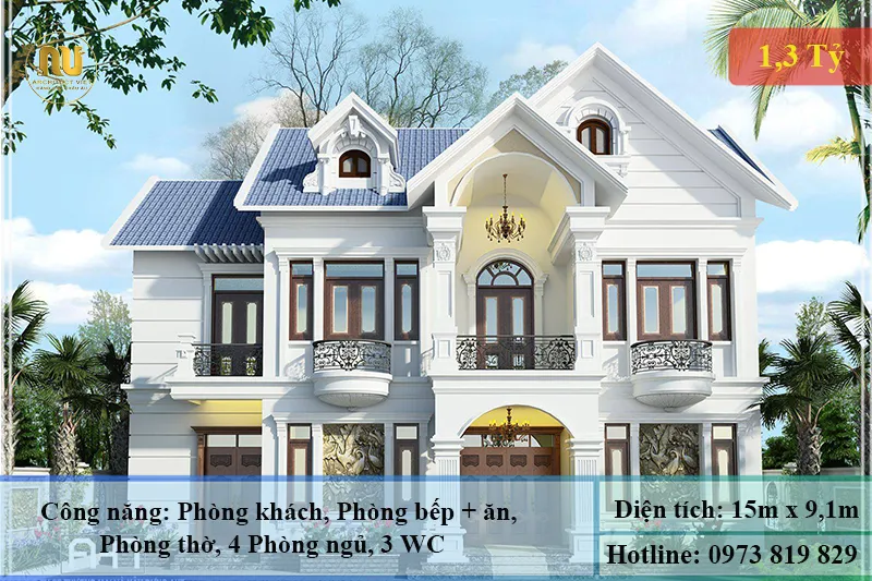 Mẫu Nhà 2 Tầng 9x15m – Thiết Kế Sang Trọng, Hiện Đại
