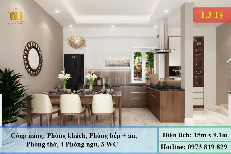 Mẫu Nhà 2 Tầng 9x15m – Thiết Kế Sang Trọng, Hiện Đại