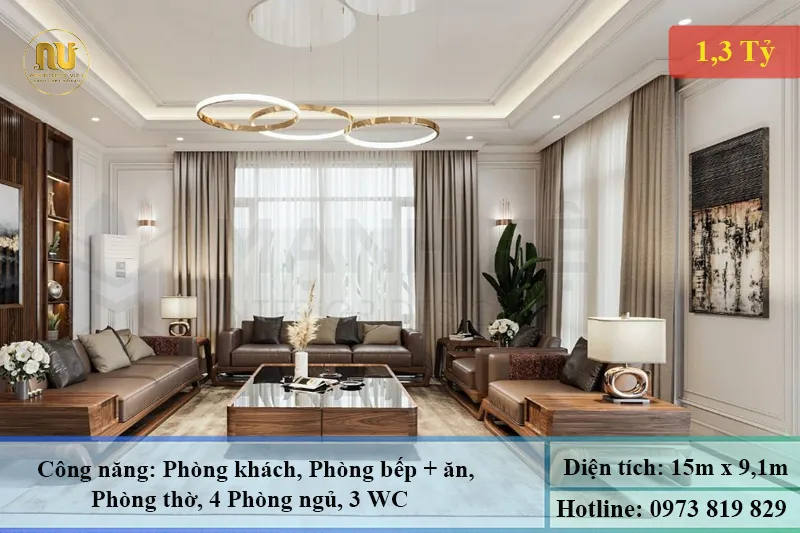 Mẫu Nhà 2 Tầng 9x15m – Thiết Kế Sang Trọng, Hiện Đại