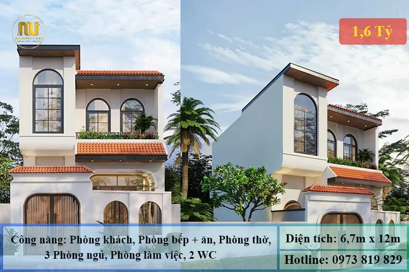 Mẫu Nhà 7x12m 2 Tầng – Kiến Trúc Indochine