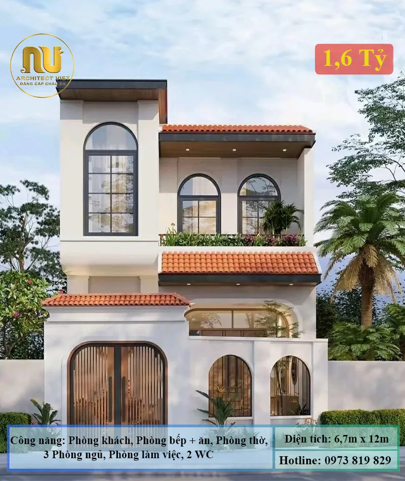 Mẫu Nhà 7x12m 2 Tầng – Kiến Trúc Indochine