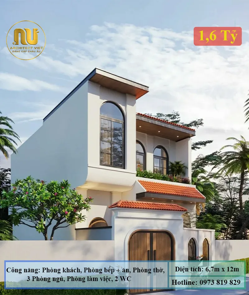 Mẫu Nhà 7x12m 2 Tầng – Kiến Trúc Indochine