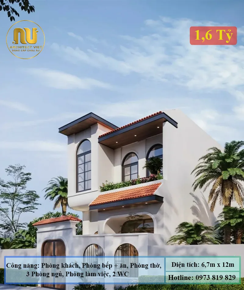 Mẫu Nhà 7x12m 2 Tầng – Kiến Trúc Indochine