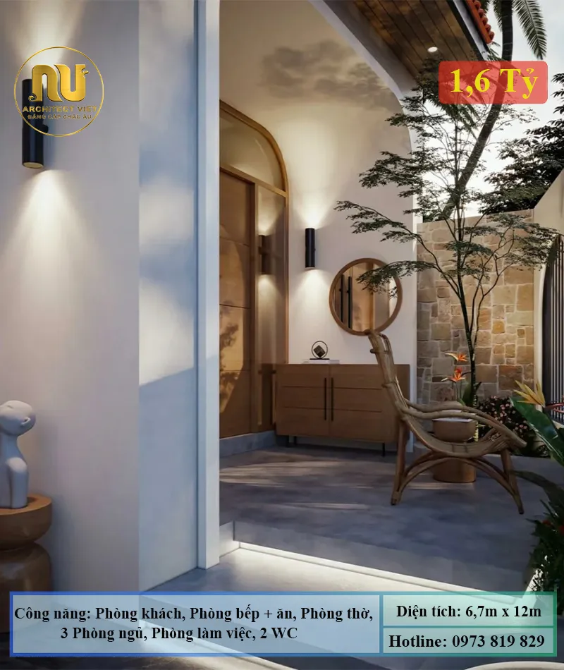 Mẫu Nhà 7x12m 2 Tầng – Kiến Trúc Indochine