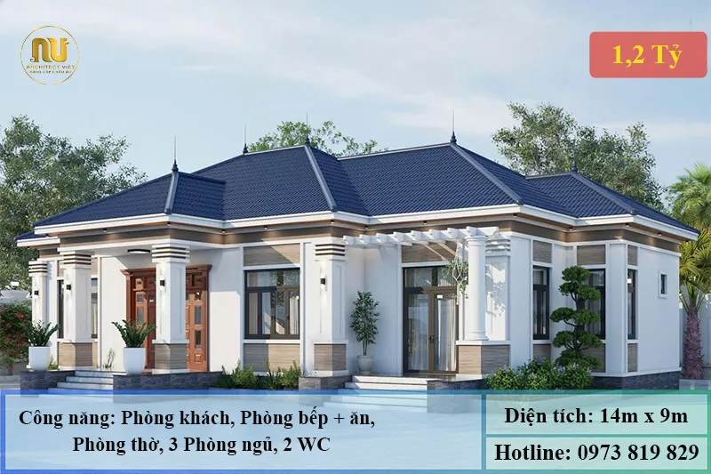 Mẫu Nhà Mái Nhật 130m2 – Không Gian Sống Sang Trọng