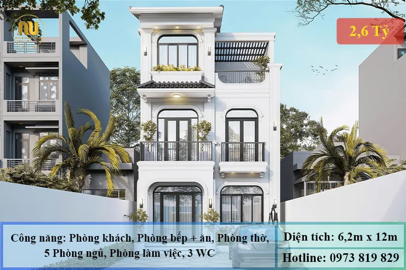 Mẫu Nhà Phố 6x12m Indochine – Không Gian Sống Lý Tưởng