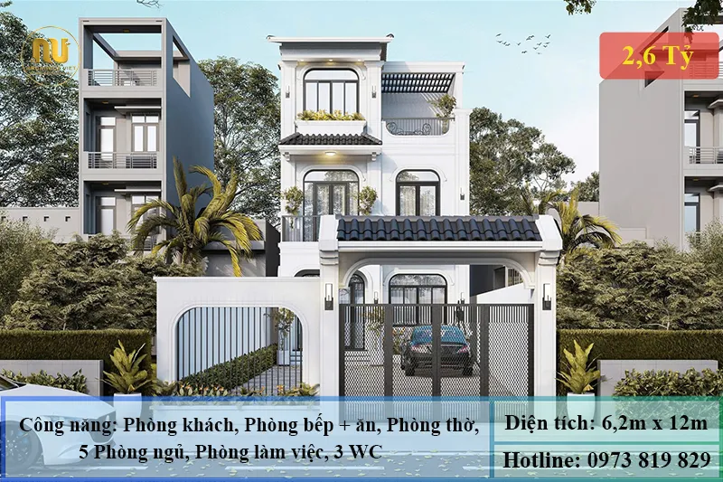 Mẫu Nhà Phố 6x12m Indochine – Không Gian Sống Lý Tưởng