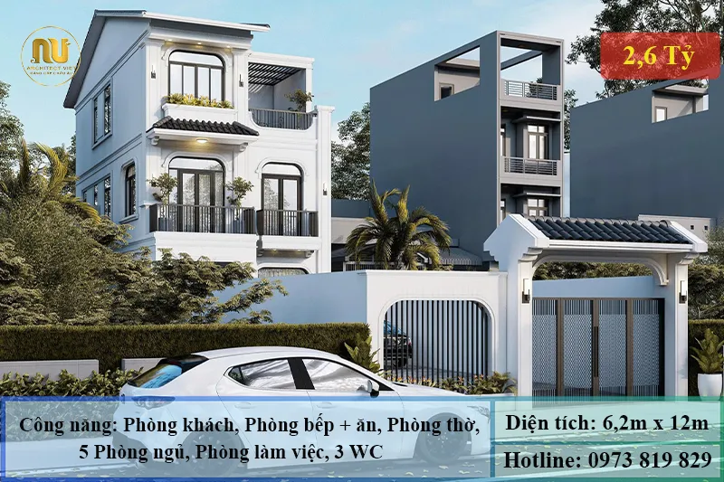 Mẫu Nhà Phố 6x12m Indochine – Không Gian Sống Lý Tưởng