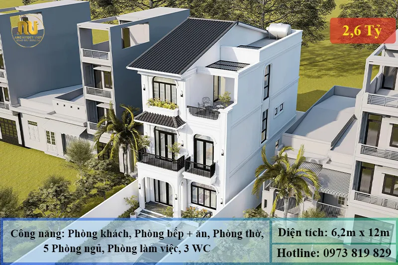 Mẫu Nhà Phố 6x12m Indochine – Không Gian Sống Lý Tưởng