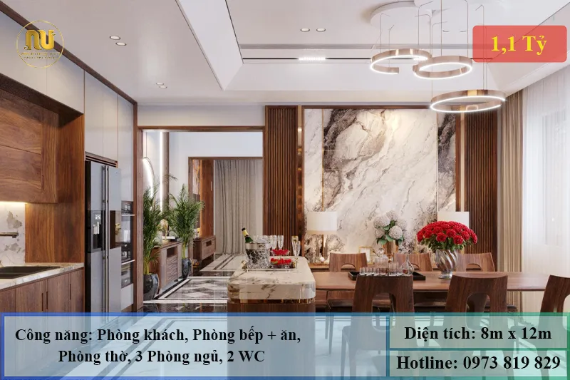 Mẫu Nhà Cấp 4 8x12 3 Phòng Ngủ Mái Nhật Hiện Đại