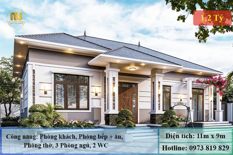 Nhà Cấp 4 Mái Nhật 100 Mét Vuông